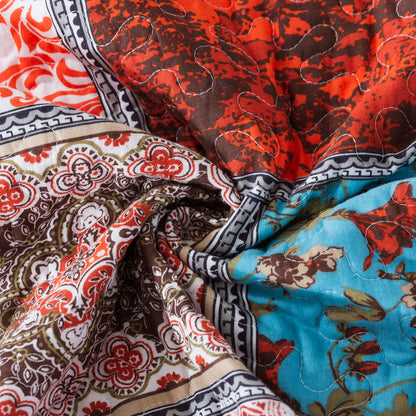 Cotton Bedspread Quilt Sets-Reversible Patchwork Coverlet Set