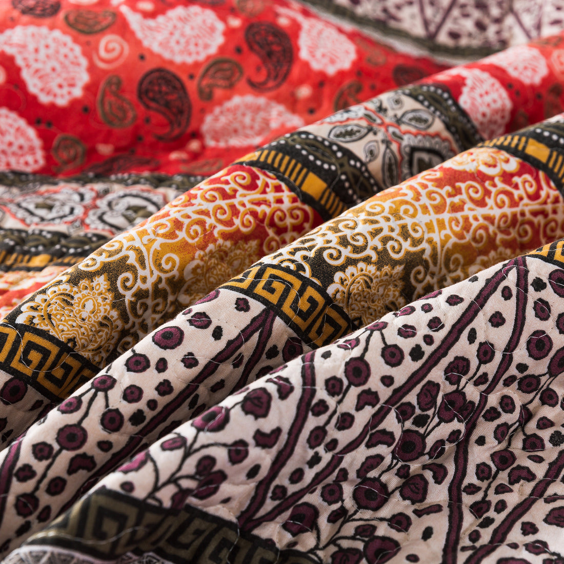 Seturi de cuvertură de pat Boho - Set de cuverturi reversibile turcoaz cu dungi cacherele Boho 