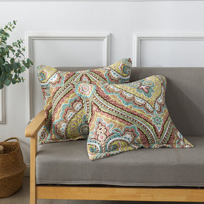 Striped Jacquard Style Cotton Throw Pillow Covers (2 Pieces, 18X18 Inch)