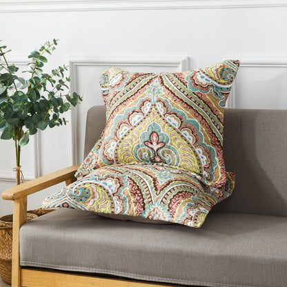 Striped Jacquard Style Cotton Throw Pillow Covers (2 Pieces, 18X18 Inch)