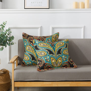 Huse de pernă din bumbac în stil floral european Rouge (2 bucăți, 18 x 18 inci) 