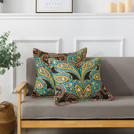 European Rouge Floral Style Cotton Throw Pillow Covers (2 Pieces, 18X18 Inch)