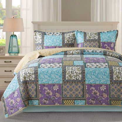 Cotton Bedspread Quilt Sets, Chic Floral Paisley Pattern, Queen