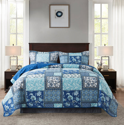 Cotton Bedspread Quilt Sets, Chic Floral Paisley Pattern, Queen