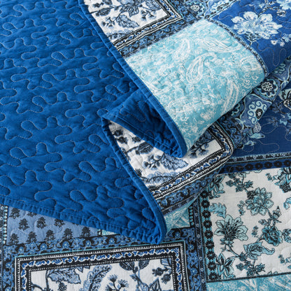 Cotton Bedspread Quilt Sets, Chic Floral Paisley Pattern, Queen
