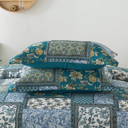 Cotton Bedspread Quilt Sets, Chic Floral Paisley Pattern, Queen