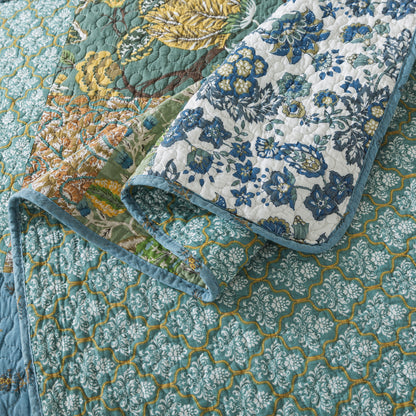 Advanced Quilt-Cotton Patchwork Bedspread, 3-Piece Bedding Quilt Set with Real Stitched Embroidery