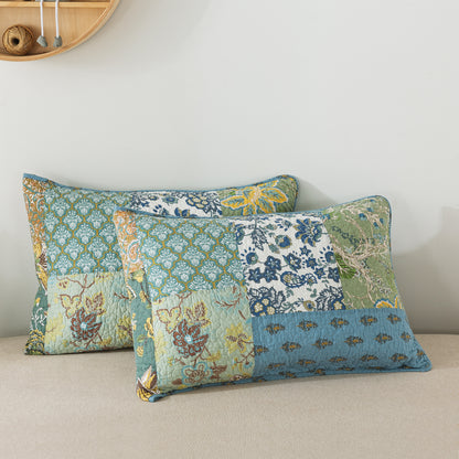 Advanced Quilt-Cotton Patchwork Bedspread, 3-Piece Bedding Quilt Set with Real Stitched Embroidery