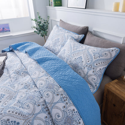 3 Piece Microfiber Bedspread Reversible-Retro Design Bedding Set All Season Quilts