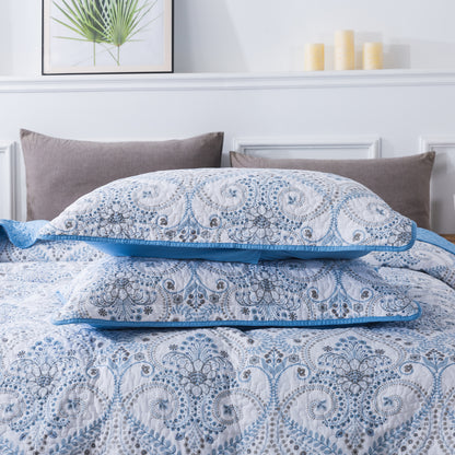 3 Piece Microfiber Bedspread Reversible-Retro Design Bedding Set All Season Quilts