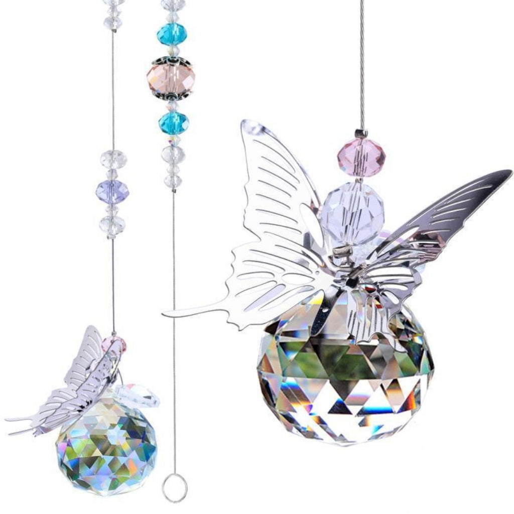 Butterfly Crystal Ball Prism Rainbow Maker Hanging Suncatcher Home Decoration