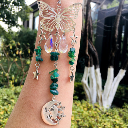 Butterfly Sun Moon Accessories Natural Crystal Wind Chimes Suncatcher