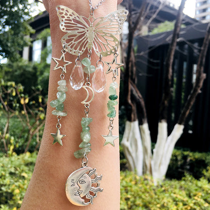 Butterfly Sun Moon Accessories Natural Crystal  Wind Chimes Suncatcher