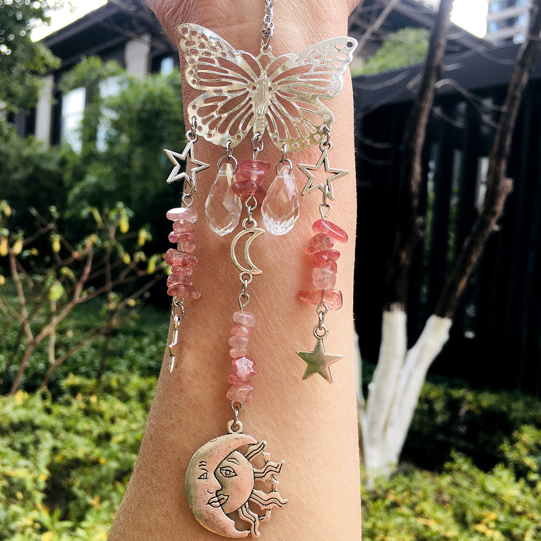 Butterfly Sun Moon Accesorii Cristal Natural Wind Chimes Suncatcher