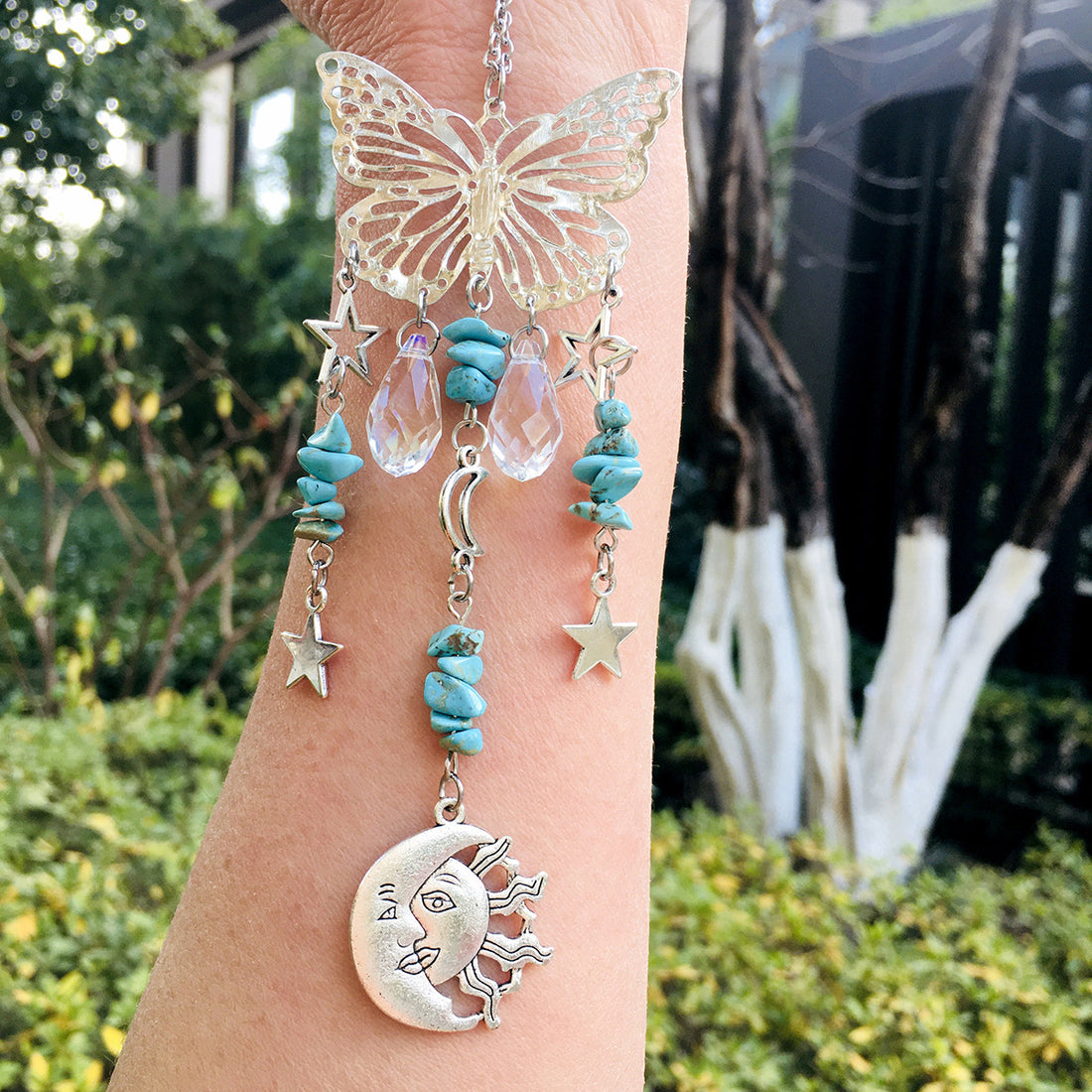 Butterfly Sun Moon Accesorii Cristal Natural Wind Chimes Suncatcher