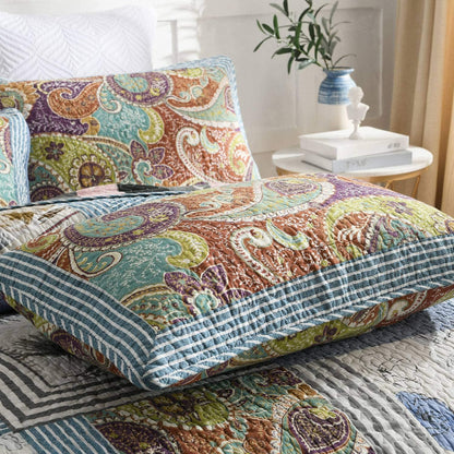 Cotton Bedspread Quilt Set with Real Stitched Embroidery, Classic Floral Pattern,Queen/King Size