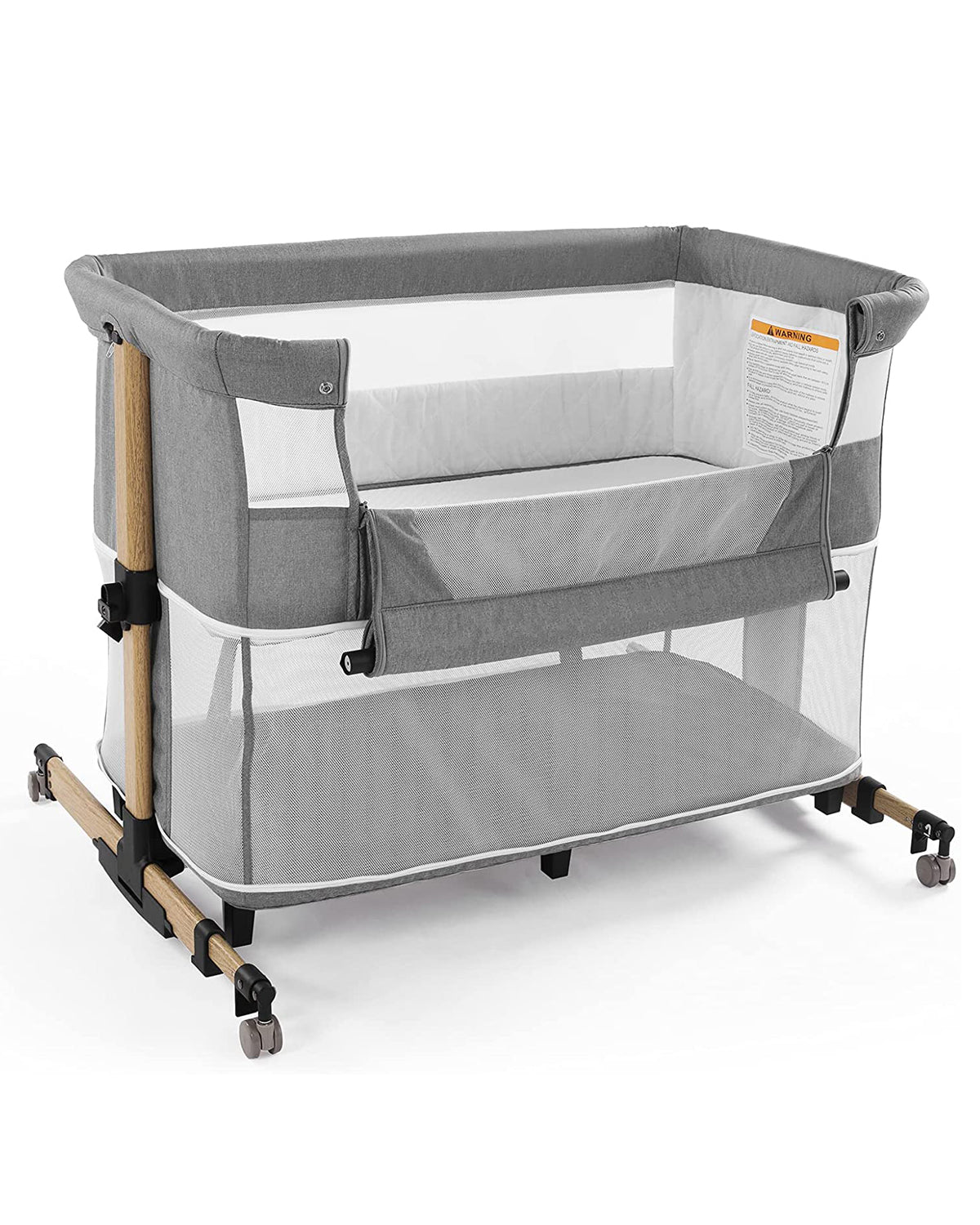 Bedside Sleeper Bedside Crib, Adjustable Portable Baby Bassinet, Grey