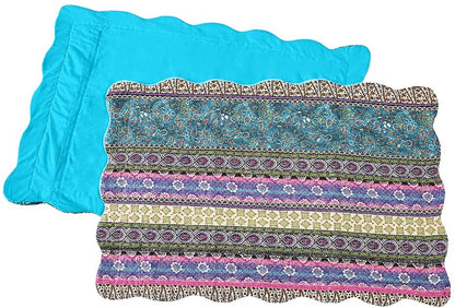Cotton Quilted Throw Pillow Covers Bed Shams 2-Pieces