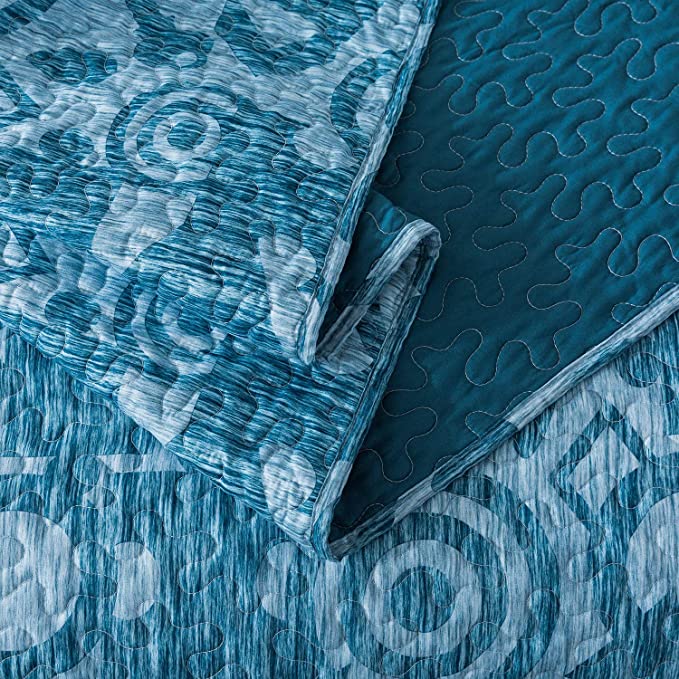 Seturi de cuvertură de pat din microfibră-Set de cuverturi reversibile cu model contemporan geometric, dimensiune Queen