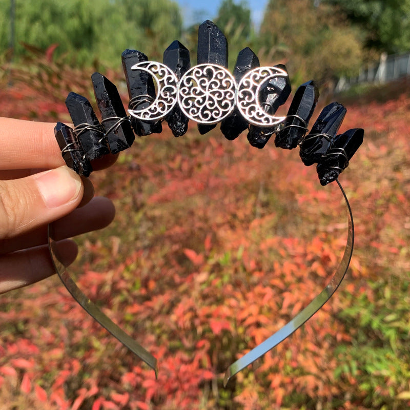 Black Crystal Tiara Moon Goddess Tiara Mermaid Tiara Wedding Headband