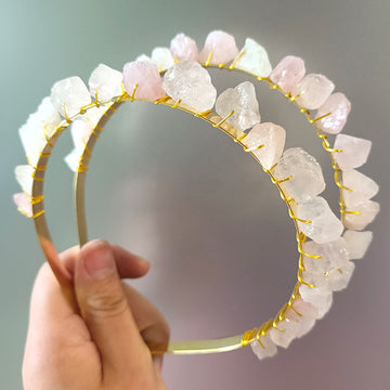Banda pentru cap cu cuarț roz Crystal Mermaid Tiara Princess Bandita pentru cap