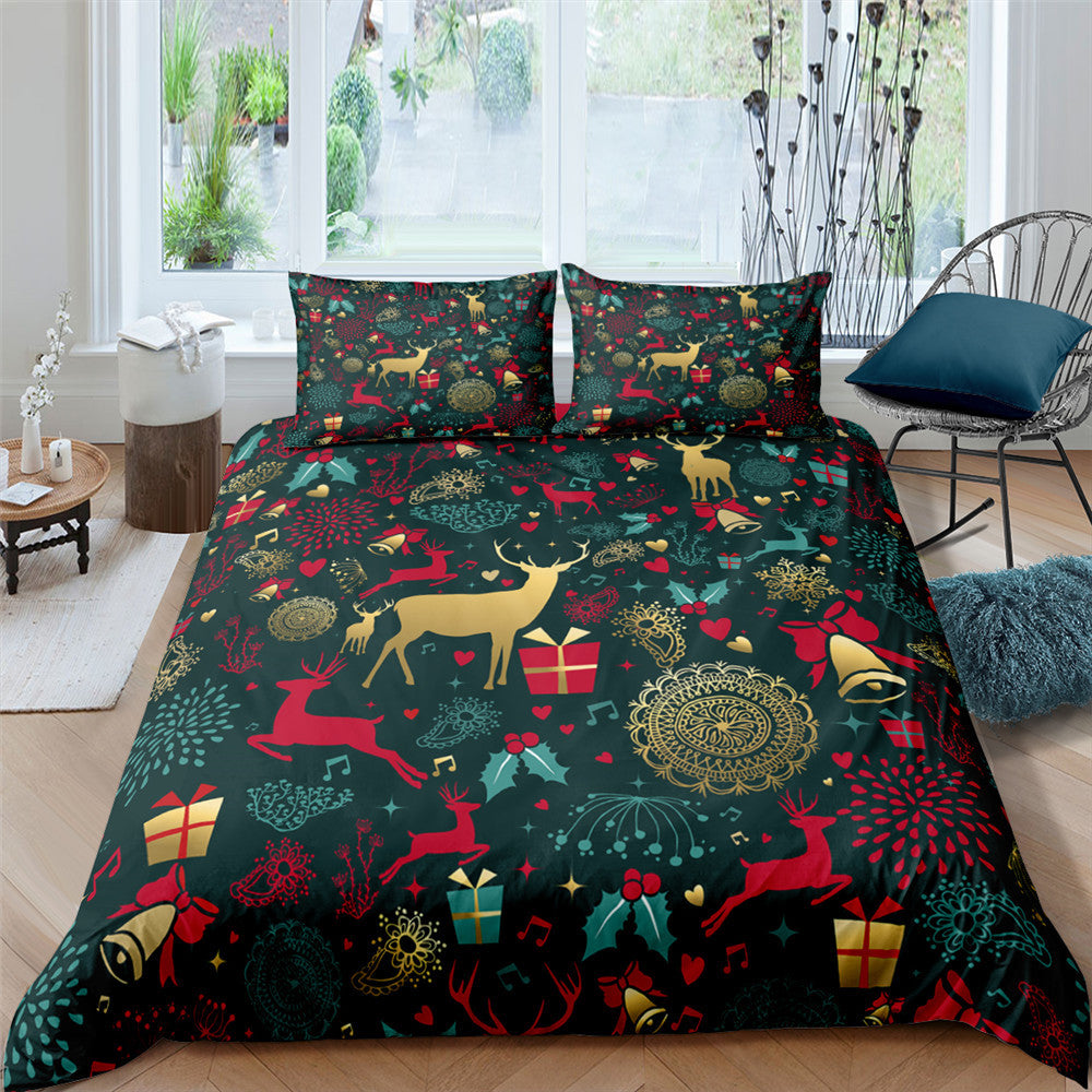 Christmas Quilt Cover,Bedspread Sets,3 Piece Bedding Set
