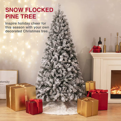 Snow Flocked Christmas Tree,Artificial Whitewith 1200 Snow Branch Tips