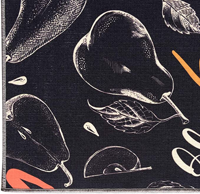 Fruit Design Non-Slip Kitchen Mat Set Rubber Backing Doormat Runner Rug Set