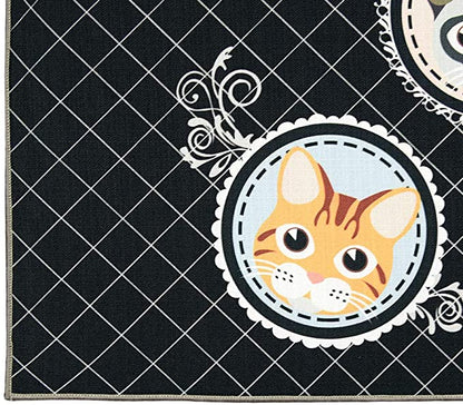Cat Design Non-Skid Mat for Doorway Bathroom Runner Rug Set