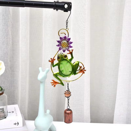 Frog Stained Glass Wind Chimes Suncatcher Garden Porch Decoration
