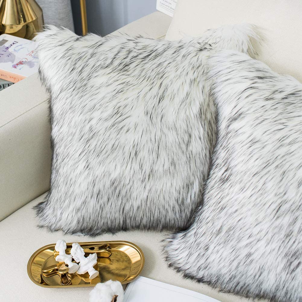 Faux Fur Pillow Case, 18x18 Inches, 6 Color, 2 Pieces