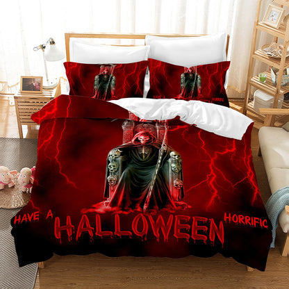 Halloween Pumpkin Print Set Duvet Cover, 3 piece Halloween Bed Set