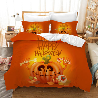 Halloween Pumpkin Print Set Duvet Cover, 3 piece Halloween Bed Set