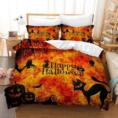Halloween Pumpkin Print Set Duvet Cover, 3 piece Halloween Bed Set