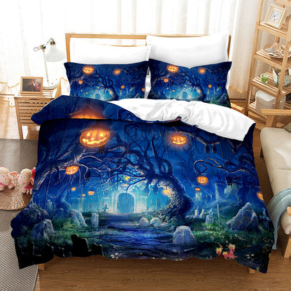 Halloween Bat Duvet Cover, Three-piece Halloween Bedding Set