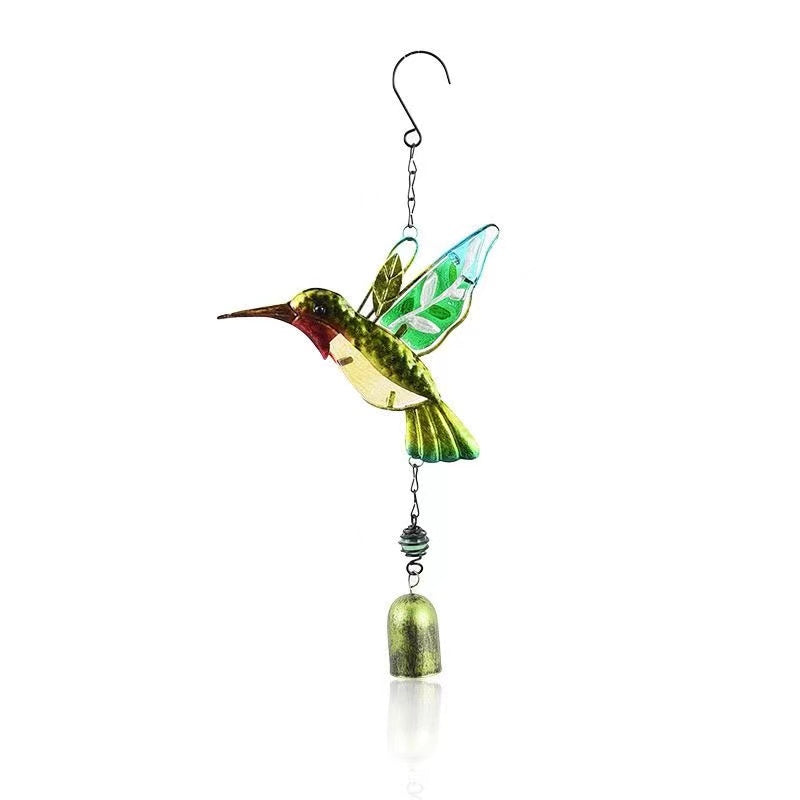 Hummingbird Glass Painted Wind Chimes Suncatcher Garden Decoration