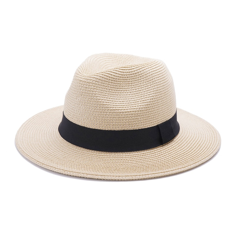UPF50+ Women's Straw Hat Wide Brim Panama Hat For Summer Vacation Beach