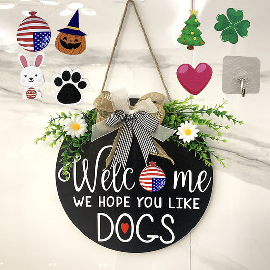 Christmas Welcome Wooden Sign Home Decoration Hanging Ornament