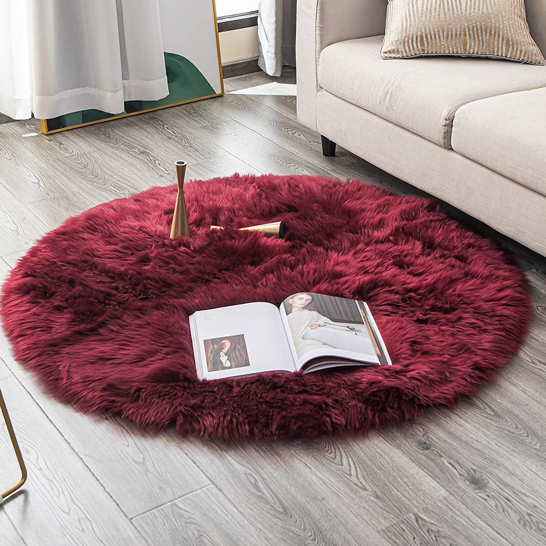 Covor de zonă din blană de oaie artificială Covor de podea pentru living 