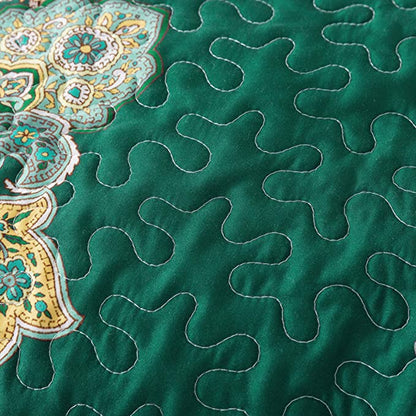 Microfiber Quilt Bedspread Sets-Paisley Garden Pattern Reversible Coverlet Set