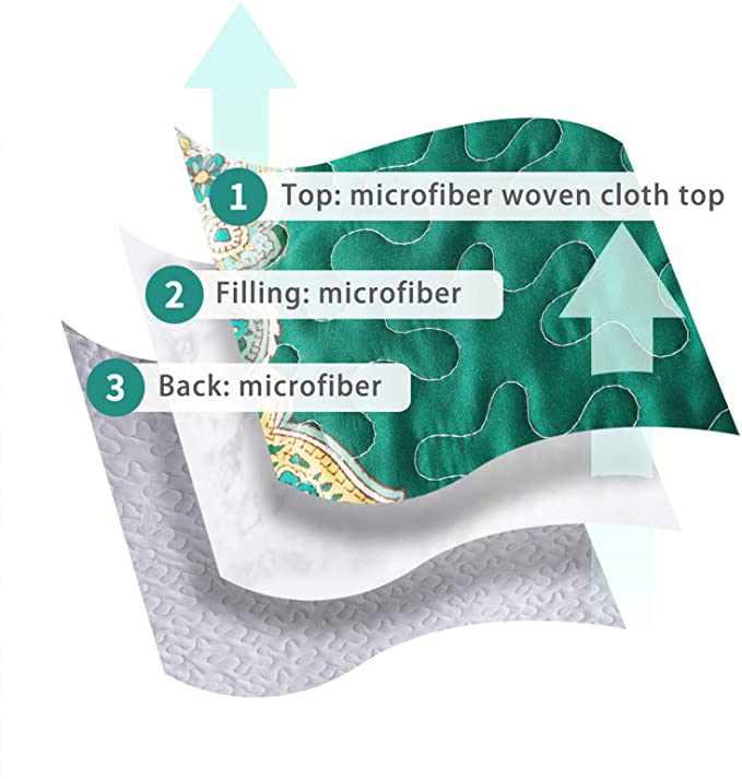 Microfiber Quilt Bedspread Sets-Paisley Garden Pattern Reversible Coverlet Set