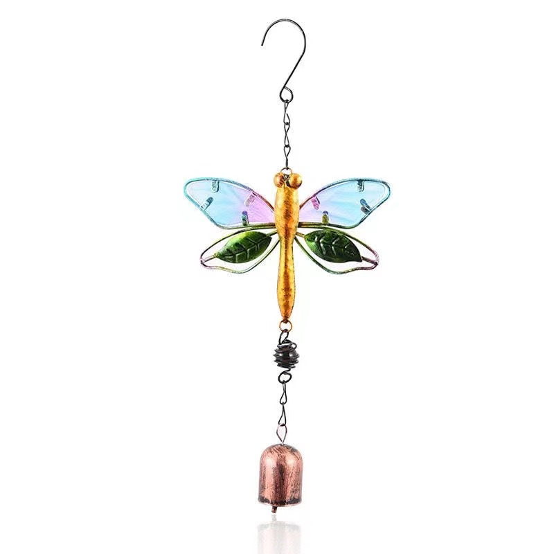 Iron wind Chimes Garden Decoration Metal Glass Butterfly Ornament