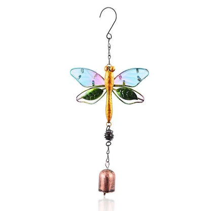 Iron wind Chimes Garden Decoration Metal Glass Butterfly Ornament