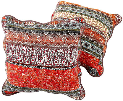 Cotton Quilted Throw Pillow Covers Bed Shams 2-Pieces