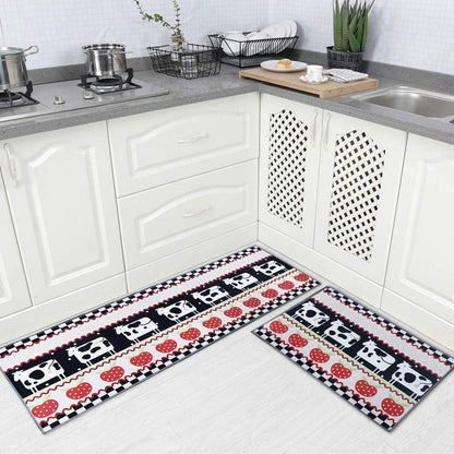 Cow Design Non-Skid Backing Mat for Doorway Bathroom Runner Rug Set