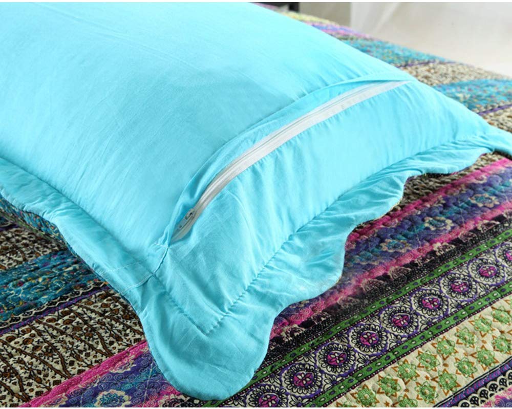 100% Cotton 3-Piece Patchwork Bedspread Quilt Sets in Blue Striped Jacquard Pattern - newlakedown
