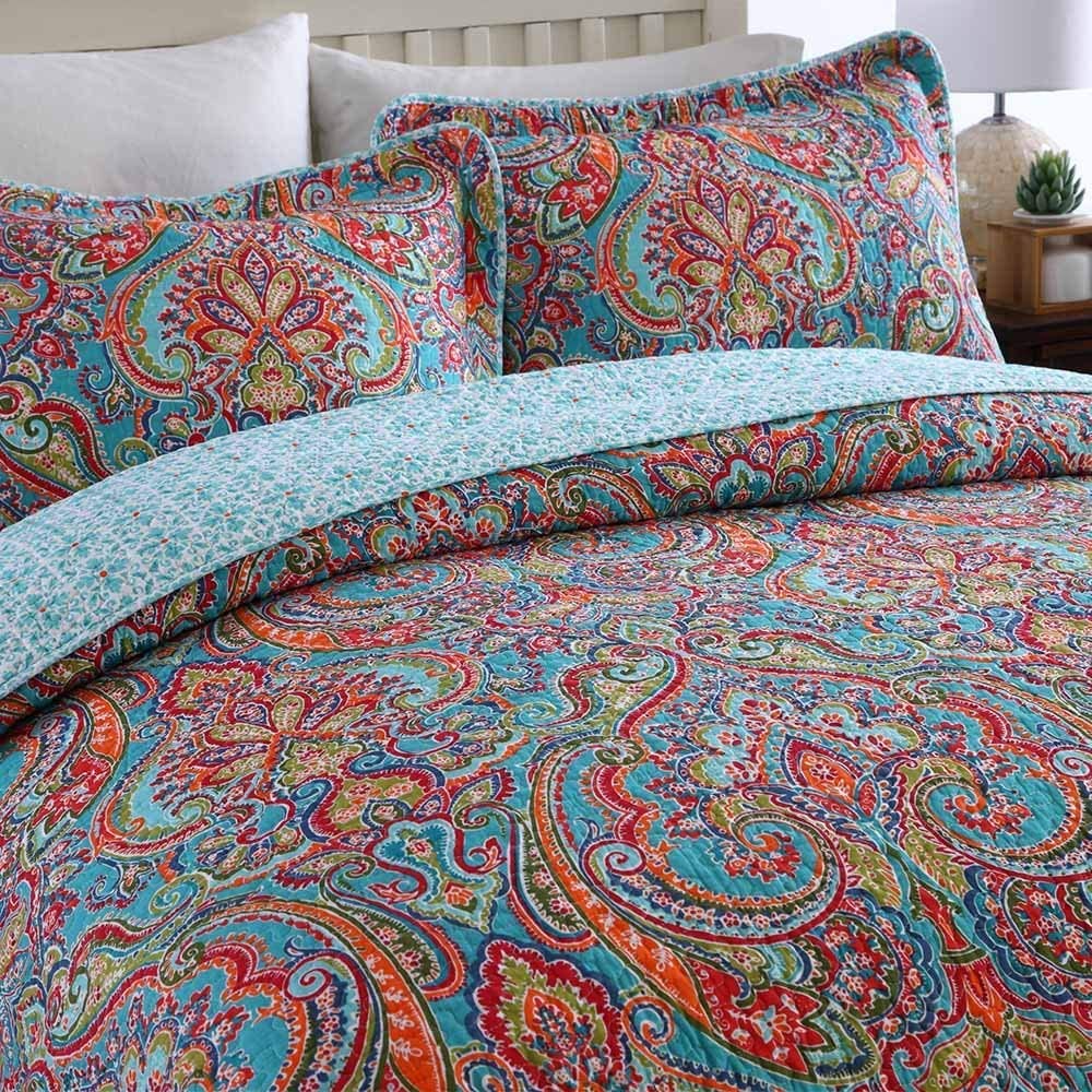 Model floral european superb, seturi de cuvertură de pat din bumbac, cuvertură de pat, set de cuverturi reversibile mozaic 