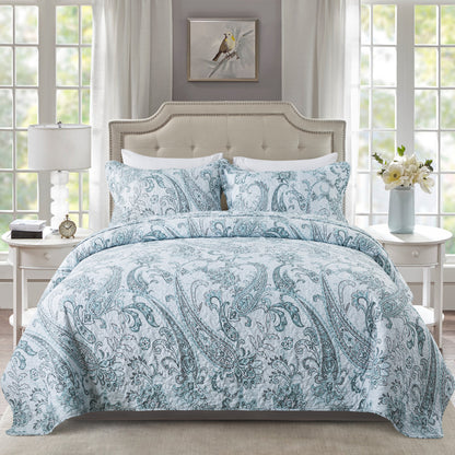3 Piece Microfiber Bedspread Reversible-Retro Design Bedding Set All Season Quilts