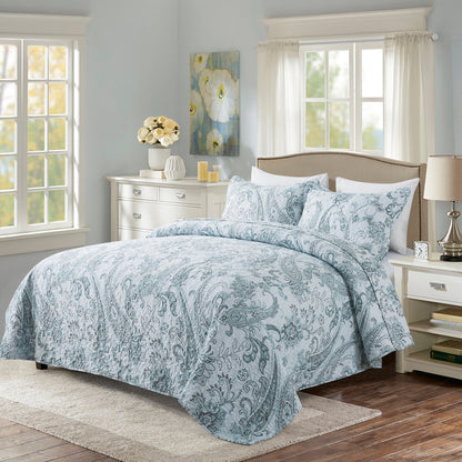 3 Piece Microfiber Bedspread Reversible-Retro Design Bedding Set All Season Quilts