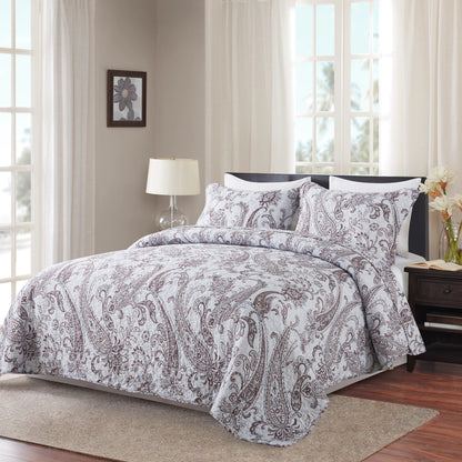 3 Piece Microfiber Bedspread Reversible-Retro Design Bedding Set All Season Quilts